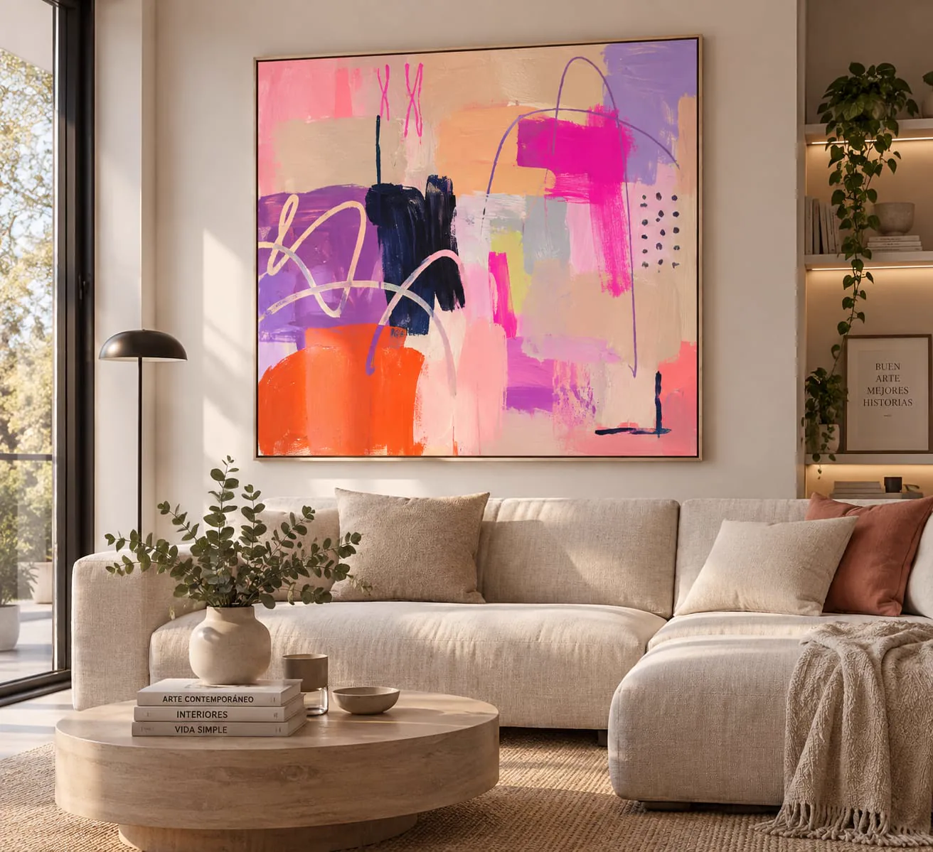 Obra abstracta contemporánea integrada al living — Estudio Martini